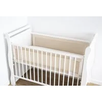 Loolay Bettnestchen BEIGE Mesh Bettumrandung atmungsaktiv für 120x60 140x70 cm Babybett, (luftdurchlässig, formstabil, elegant Netz Bett Schutz, 2-tlg. Babybett Umrandung aus 5 mm Mesh mit Klettverschluss), Scandi Look und Neutral Style fürs Kinderzi