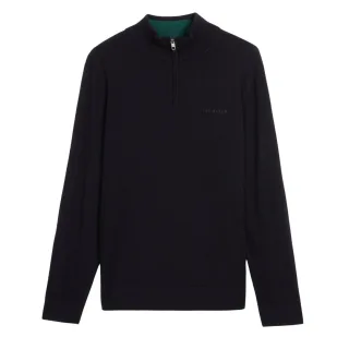 Ted Baker Fashbee Branded Merino Half Zip Navy Jumper