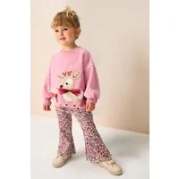 Next Top & Leggings Sweatshirt und ausgestellte Leggings im Set (2-tlg)