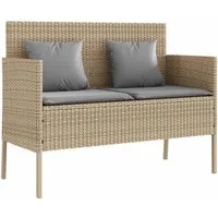 vidaXL Gartenbank Gartenbank mit Kissen Beige Poly Rattan (1-St)