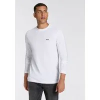 BOSS GREEN Langarmshirt Tee Long Regular Fit Stretch Jersey Cotton, Logo on Chest, Rundhals