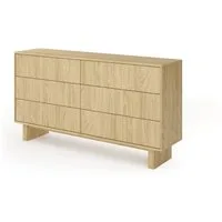 Masseno Kommode TRAVE 153,5 cm Sideboard mit 6 Schubladen Eichefarben