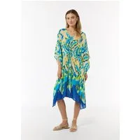 comma Midikleid Accessories Luftiger Viskose-Kaftan mit Bindeband
