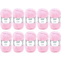 Gründl Wolle Lisa Premium Uni im 10x50g Wollpaket zum Handarbeiten Häkelwolle, (Wolle zum Stricken, Häkeln, Handarbeiten, Handstrickgarn), weich und pflegeleicht, ohne Schurwolle
