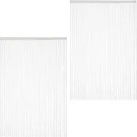 relaxdays Fadenvorhang 2er Set, Stangendurchzug, Polyester, weiss, 145 x 245 cm