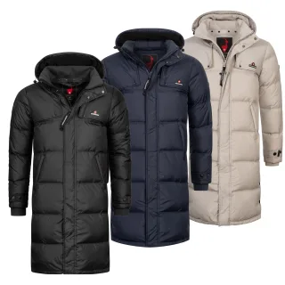 Höhenhorn Bannalp Herren Wintermantel Daunen Jacke Puffermantel Lang Gefüttert XXL Dunkelblau