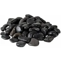 INTERGARDEN Zierkies Dekosteine schwarz poliert 1,5 kg, Kieselsteine Garten 2-3 cm, (Becher)
