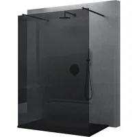 doporro Walk-in-Dusche Duschwand Duschabtrennung schwarz Profil 10mm ESG-Glas Bremen-01VG, Einscheibensicherheitsglas