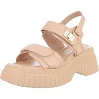 Ital-Design Modische Sandalen mit ergonomischer Sohle für Damen Plateausandaletten (89930011) Blockabsatz Sandalen & Sandaletten in Beige