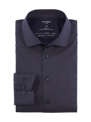 OLYMP - Modern Fit: Hemd braun/blau - Gr. - 40