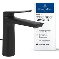 Villeroy & Boch Waschtischarmatur Oasis Wasserhahn Bad mit Zugstange und Keramikkartusche, Waschbeckenarmatur
