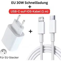 Montegoni 30W PD Schnellladegerät USB C auf Lightning Kabel für iPhone Smartphone-Ladegerät (Ladegerät Kabel Set, 1 Stück Schnellladegerät mit USB-C-auf-Lightning-Kabel, "30W PD Schnellladen mit USB C auf Lightning Kabel, Kompaktes Design)