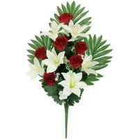 Kunstblume Aufleger Rosen/Lilien Rosen/Lilien, I.GE.A., Höhe 14 cm, Bouquet Strauß Blume Tischdeko Deko Grabdeko Grableger Grabschmuck