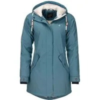 Dry Fashion Regenmantel Malmö Damen Regenjacke Teddy-Fleece-Futter - Outdoor-Jacke Wasserdicht Winddicht, Verschweißte Nähte, 2-Wege-Reißverschluss abgedeckt, Kapuze