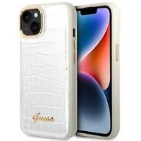 Guess Handyhülle Guess Apple iPhone 14 Plus Hardcase Schutzhülle Croco Collection Silber