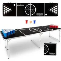Stagecaptain Spieltisch Beer Pong Tisch “Basic” - Bierpongtisch - Klapptisch aus Alu, (Inkl. 100 Becher und 6 Bälle, 3-tlg), Schnell aufgebaut und kompakt beim Transport