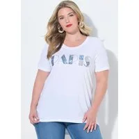 MIAMODA T-Shirt T-Shirt A-Linie verzierter Paris-Schriftzug