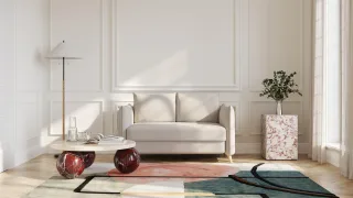 BRUNO Schlafsofa 120cm in Beige | Pillow | stabiles Massivholz & Boxspringkomfort