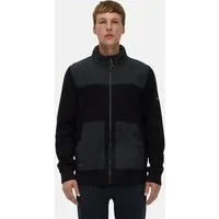 camel active Strickjacke mit einrollbarer Kapuze Langarm Stehkragen