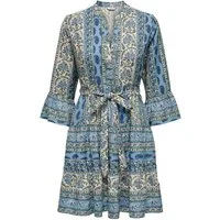 ONLY Sommerkleid ONLSINA LIFE 3/4 SHORT mit Gürtelverschluss und Knopfleiste