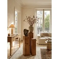 KADIMA DESIGN Satztisch Beistelltisch 3er Set Akazie Massivholz Satztisch Quadratisch Modern, (Wohnzimmer, Pflanzenhocker Blumenhocker Dekosäule), Säulentisch Pflanzentisch 3-teilig, Blumenständer Blumentisch