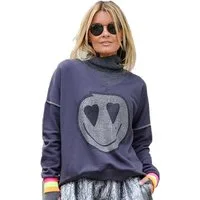 Miss Goodlife Sweatshirt Miss Goodlife Sweatshirt „Rise and Shine“ MG13640 V-neck Anthrazit