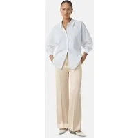 comma Chinos Hose Satinierte Wide-Leg-Hose mit Elastikbund