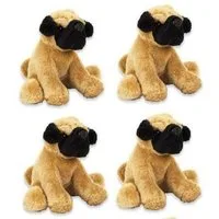 Whitehouse Leisure International Ltd Kuscheltier Hund, Plüsch Paws, Mops, ca.1 6cm, Stofftier, Mitgebsel, Partyartikel (6-St), Ideal als Giveaways, Party Geschenke, Kollektion