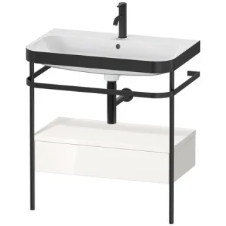 Duravit Happy D.2 Plus c-bonded Set mit Metallkonsole und Schubkasten Weiß Hochglanz 775x490x850 mm  HP4742O2222