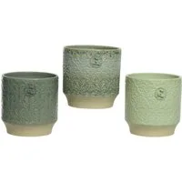 Decoris season decorations Blumentopf, Blumentopf / Übertopf 12x13cm Keramik 1 Stück sortiert Grün