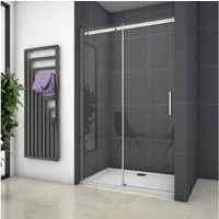duschspa Dusch-Schiebetür 195cm Schiebetür Nischentür Glastür Duschkabine klares Glas Dusche, 100x195 cm, Einscheibensicherheitsglas, (Set) links und rechts montierbar