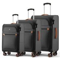 Verage Koffer Weichschalenkoffer, Leicht Reisekoffer mit Zahlenschloss, 4 Rollen, Stoffkoffer, Handgepäck/Set 3-teilig, 56/66/76cm,47/77/109L