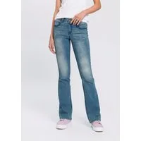 Arizona Bootcut-Jeans Shaping bootcut, Kontrastnähte, Used-Look-Waschung, niedrige Leibhöhe