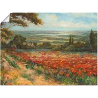 Artland Wandbild Weg am Mohnfeld, Wiesen & Bäume (1 St), als Leinwandbild, Poster in verschied. Größen
