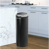 HOMCOM Mülleimer Sensor 50L mit Bewegungssensor Abfalleimer Schlafzimmer, für Bad, Büro, Küche, Esszimmer, Stahl, Schwarz