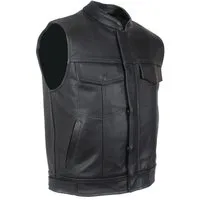 Alpha Speeds Lederweste Herren ANARCHY KLASSIKER für Motorrad/Biker & Freizeit in Schwarz Robustes Rindsleder, viele Taschen, verstellbar, YYK-Verschluss