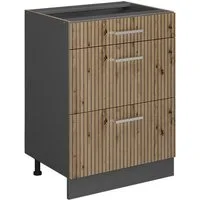 Vicco Unterschrank R-Line, Artisan-Eiche/Anthrazit, 60 cm mit Schubladen, ohne Arbeits... (1-St)