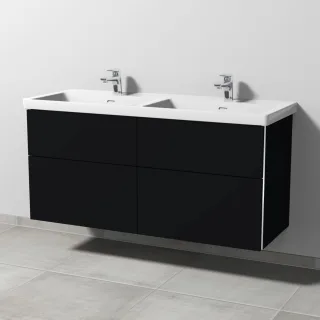 Sanipa 3way Waschtischunterbau zu Villeroy & Boch Subway 3.0 Waschtisch mit 4 Auszügen, Schwarz-Matt BS85108