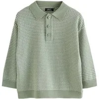 Next Polokragenpullover Poloshirt aus Strukturstrick mit Druckknopfleiste (1-tlg)