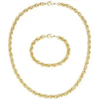 Firetti Schmuckset Multipack Schmuck Geschenk Halskette Armkette (Set, 2-tlg), Dreifache Erbskettengliederung, ca. 6,8 mm breit