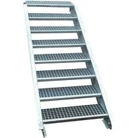 SRM Design Außentreppe 8 Stufen Stahltreppe Breite 60 cm Geschosshöhe 120-160cm inkl. Zubehör