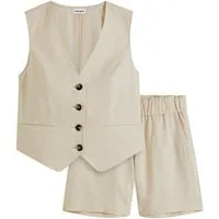 bonprix Shorts (Set, 2-tlg) aus Leinenmix, eleganter Stil, mit passender Weste