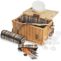 CampFeuer Picknickkorb 4 Personen mit Geschirr-Set und Serviertisch, 25-teilig, Weidenkorb mi (1 St)