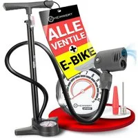 HEIMWERT Luftpumpe Fahrradpumpe Standpumpe für alle Ventile mit Manometer bis 12 bar