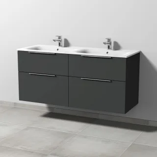 Sanipa 3way Waschtischunterbau zu Geberit Renova Plan Slim Waschtisch mit 4 Auszügen, Graphit-Matt UP6891B