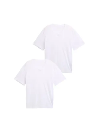 Tom Tailor - T-Shirts mit V-Ausschnitt im 2er-Pack white - Gr. - M