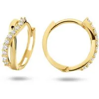 NICEANDnoble Klappcreolen Klappcreolen 375er Gelbgold kleine Klappcreolen mit Zirkonia