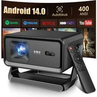 XGODY Gimbal A1 Smart Projektor – Android 14, WLAN 6, BT 5.4, Autofokus LCD-Beamer (400 lm, 10000:1, 3840 x 2160(400 ANSI Lumen) px, Auto-Trapezkorrektur, Tragbarer 8K-Filmprojektor)
