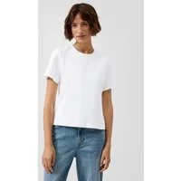 s.Oliver Kurzarmshirt T-Shirt Verkürztes T-Shirt aus Interlockjersey