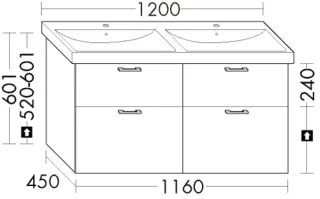 Burgbad Waschtischunterschrank System 30 Preisgruppe 4 Sana 601x1160x450 Sandstein Hochglanz WYLB116F6561